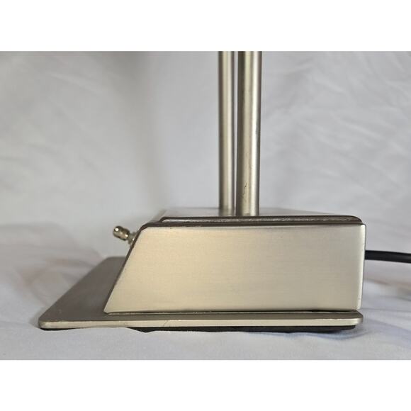 Vintage Art Deco Brushed Steel Tech Desk Lamp Outlet Plugs Phone Outlets Chrome - Picture 7 of 16